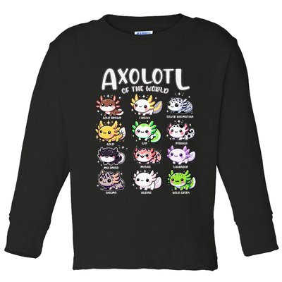 Axolotls Of The World Kawaii Types Of Axolotl Fish Amphibian Toddler Long Sleeve Shirt