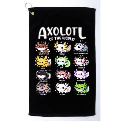 Axolotls Of The World Kawaii Types Of Axolotl Fish Amphibian Golf Towel