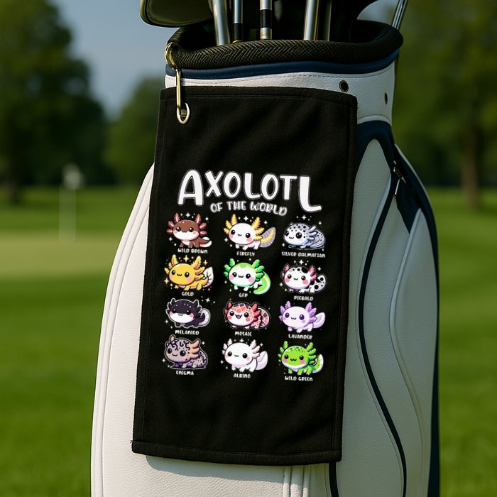 Axolotls Of The World Kawaii Types Of Axolotl Fish Amphibian Golf Towel