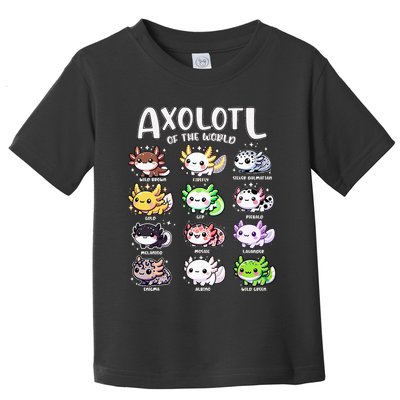 Axolotls Of The World Kawaii Types Of Axolotl Fish Amphibian Toddler T-Shirt