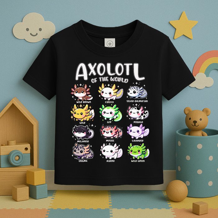 Axolotls Of The World Kawaii Types Of Axolotl Fish Amphibian Toddler T-Shirt