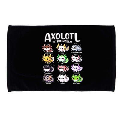 Axolotls Of The World Kawaii Types Of Axolotl Fish Amphibian Microfiber Hand Towel