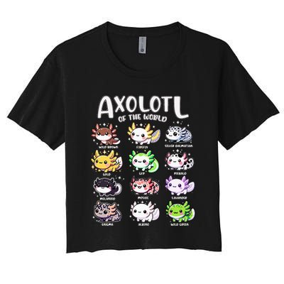Axolotls Of The World Kawaii Types Of Axolotl Fish Amphibian Crop Top