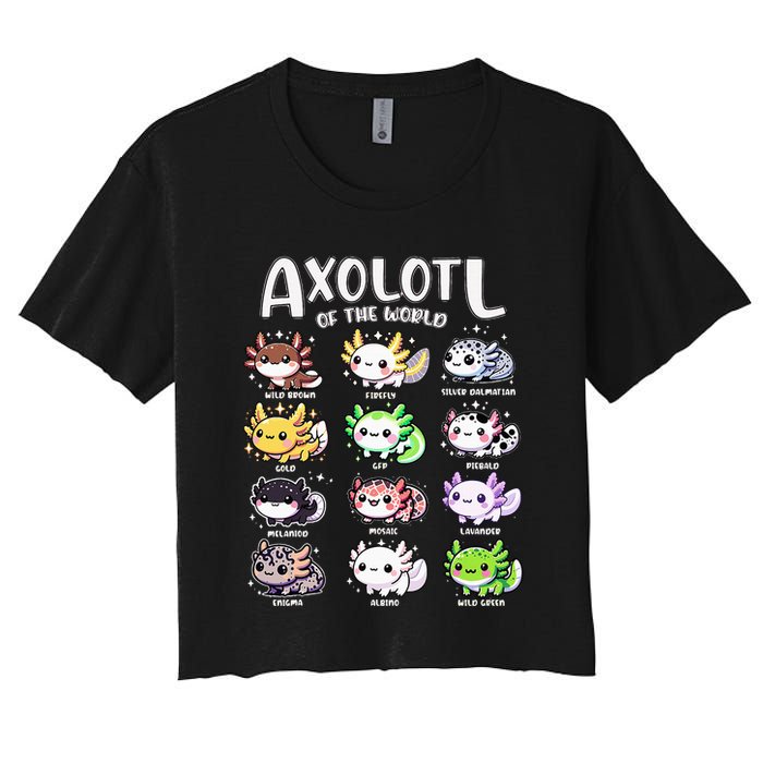 Axolotls Of The World Kawaii Types Of Axolotl Fish Amphibian Crop Top