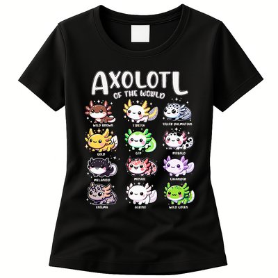 Axolotls Of The World Kawaii Types Of Axolotl Fish Amphibian Womens T-Shirt