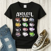 Axolotls Of The World Kawaii Types Of Axolotl Fish Amphibian Womens T-Shirt