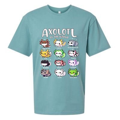 Axolotls Of The World Kawaii Types Of Axolotl Fish Amphibian Sueded Cloud Jersey T-Shirt