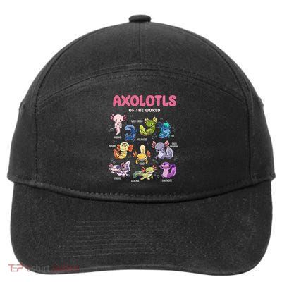 Axolotls Of The World Animals Kawaii 7-Panel Snapback Hat
