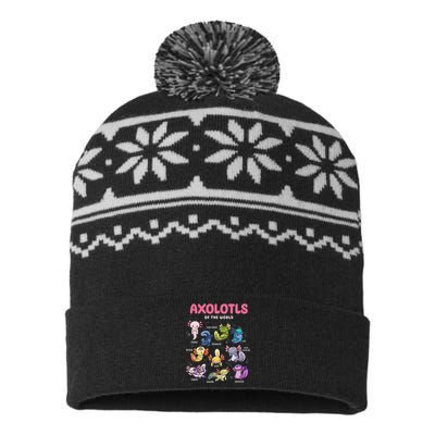 Axolotls Of The World Animals Kawaii USA-Made Snowflake Beanie