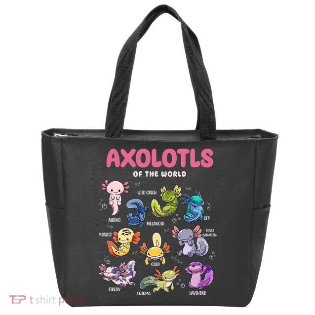 Axolotls Of The World Animals Kawaii Zip Tote Bag