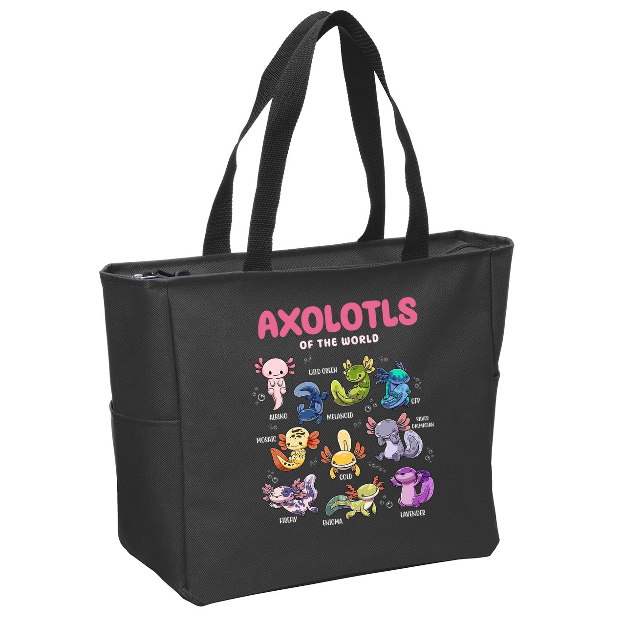 Axolotls Of The World Animals Kawaii Zip Tote Bag