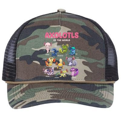 Axolotls Of The World Animals Kawaii Retro Rope Trucker Hat Cap