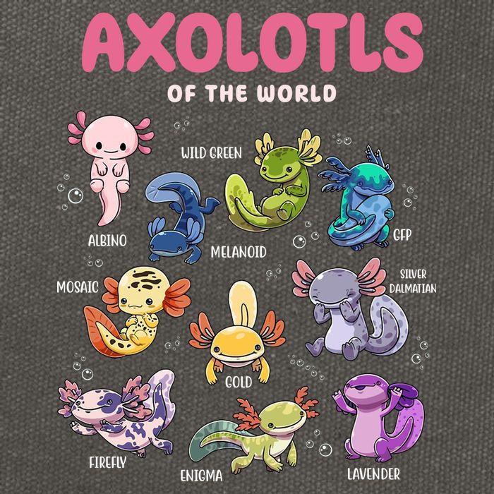 Axolotls Of The World Animals Kawaii Cotton Canvas Backpack