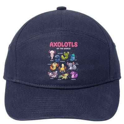 Axolotls Of The World Animals Kawaii 7-Panel Snapback Hat