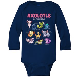 Axolotls Of The World Animals Kawaii Baby Long Sleeve Bodysuit