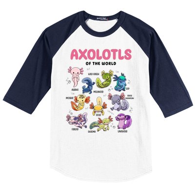 Axolotls Of The World Animals Kawaii Baseball Sleeve Shirt