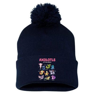 Axolotls Of The World Animals Kawaii Pom Pom 12in Knit Beanie