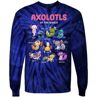 Axolotls Of The World Animals Kawaii Tie-Dye Long Sleeve Shirt