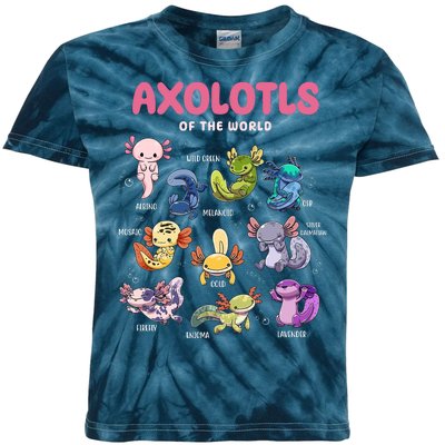 Axolotls Of The World Animals Kawaii Kids Tie-Dye T-Shirt