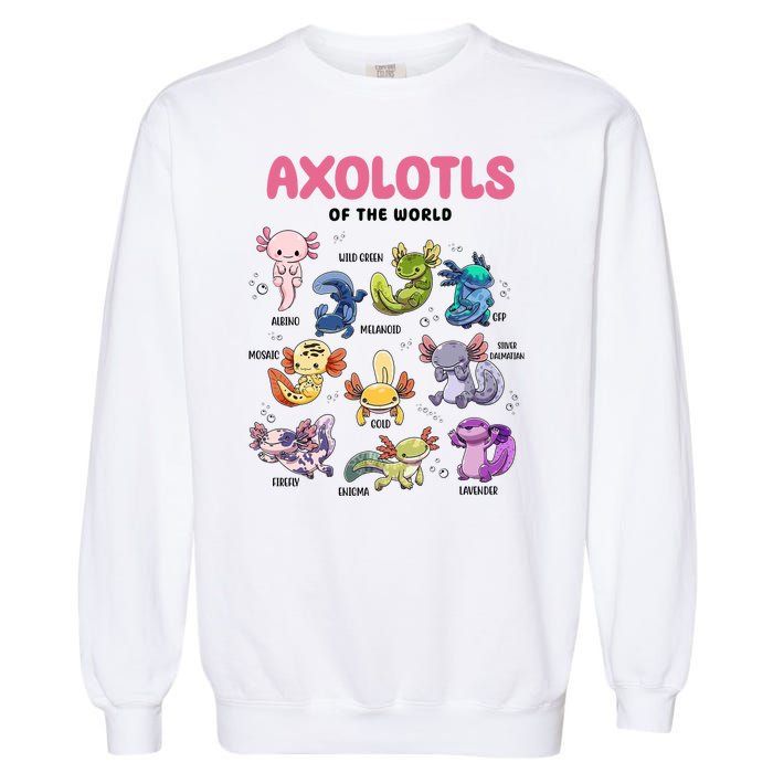 Axolotls Of The World Animals Kawaii Garment-Dyed Sweatshirt