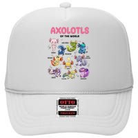 Axolotls Of The World Animals Kawaii High Crown Mesh Back Trucker Hat