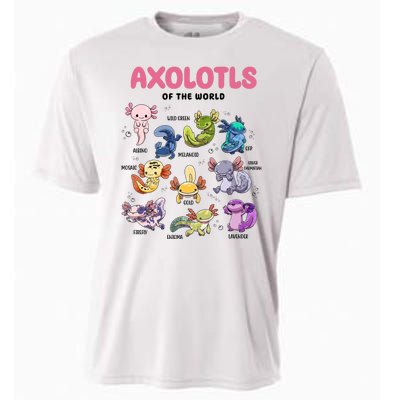 Axolotls Of The World Animals Kawaii Cooling Performance Crew T-Shirt