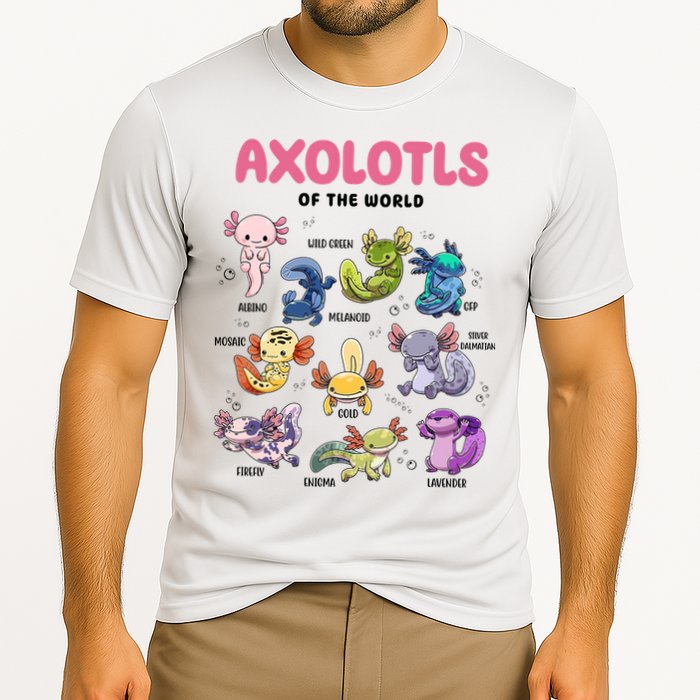 Axolotls Of The World Animals Kawaii Cooling Performance Crew T-Shirt