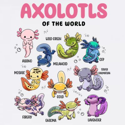 Axolotls Of The World Animals Kawaii T-Shirt
