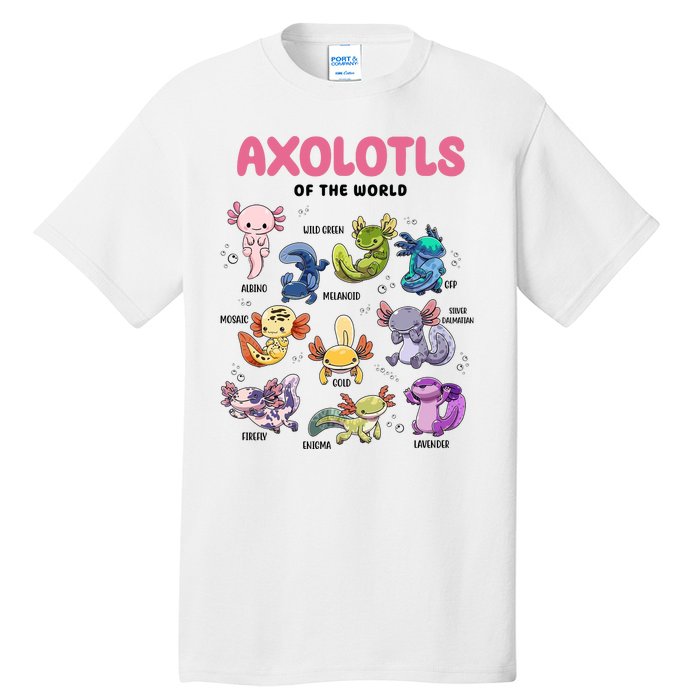 Axolotls Of The World Animals Kawaii Tall T-Shirt