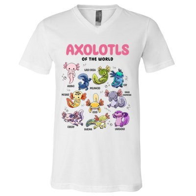 Axolotls Of The World Animals Kawaii V-Neck T-Shirt