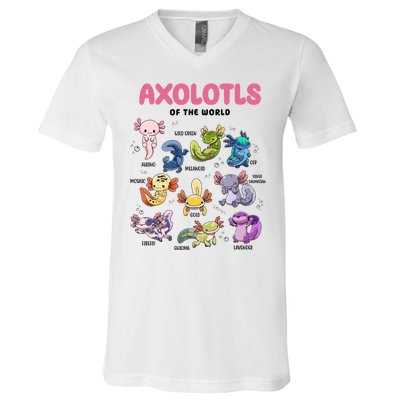 Axolotls Of The World Animals Kawaii V-Neck T-Shirt