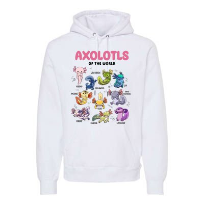 Axolotls Of The World Animals Kawaii Premium Hoodie