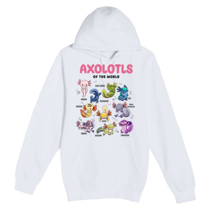 Axolotls Of The World Animals Kawaii Premium Pullover Hoodie