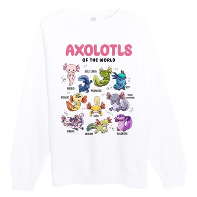 Axolotls Of The World Animals Kawaii Premium Crewneck Sweatshirt