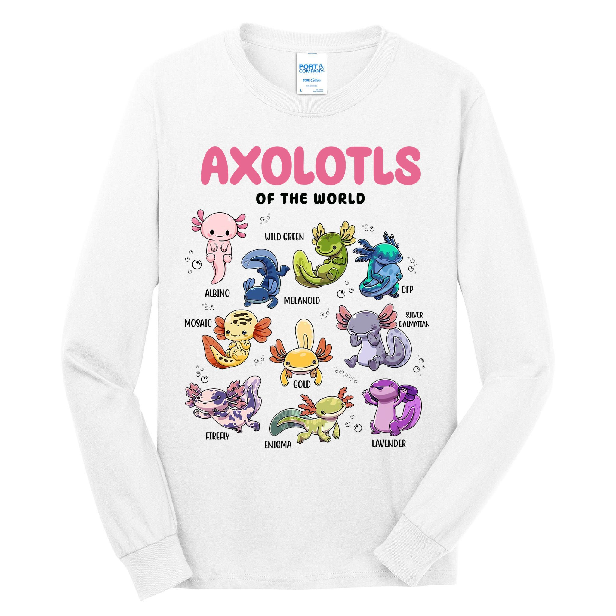 Axolotls Of The World Animals Kawaii Tall Long Sleeve T-Shirt