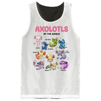 Axolotls Of The World Animals Kawaii Mesh Reversible Basketball Jersey Tank