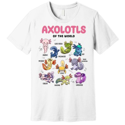 Axolotls Of The World Animals Kawaii Premium T-Shirt