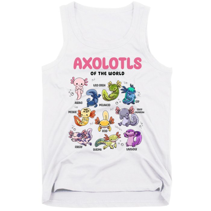 Axolotls Of The World Animals Kawaii Tank Top