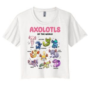 Axolotls Of The World Animals Kawaii Women's Crop Top Tee