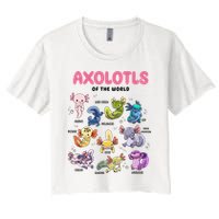 Axolotls Of The World Animals Kawaii Women's Crop Top Tee