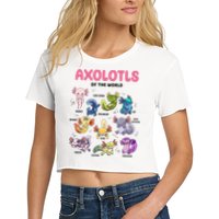 Axolotls Of The World Animals Kawaii Women's Crop Top Tee