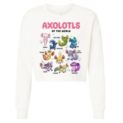 Axolotls Of The World Animals Kawaii Cropped Pullover Crew