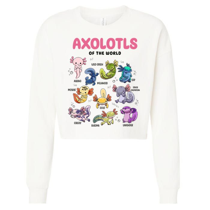 Axolotls Of The World Animals Kawaii Cropped Pullover Crew