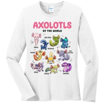 Axolotls Of The World Animals Kawaii Ladies Long Sleeve Shirt