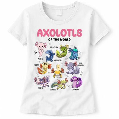 Axolotls Of The World Animals Kawaii Womens T-Shirt