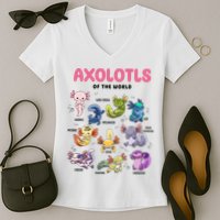 Axolotls Of The World Animals Kawaii Women's V-Neck T-Shirt