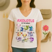Axolotls Of The World Animals Kawaii Women's V-Neck T-Shirt