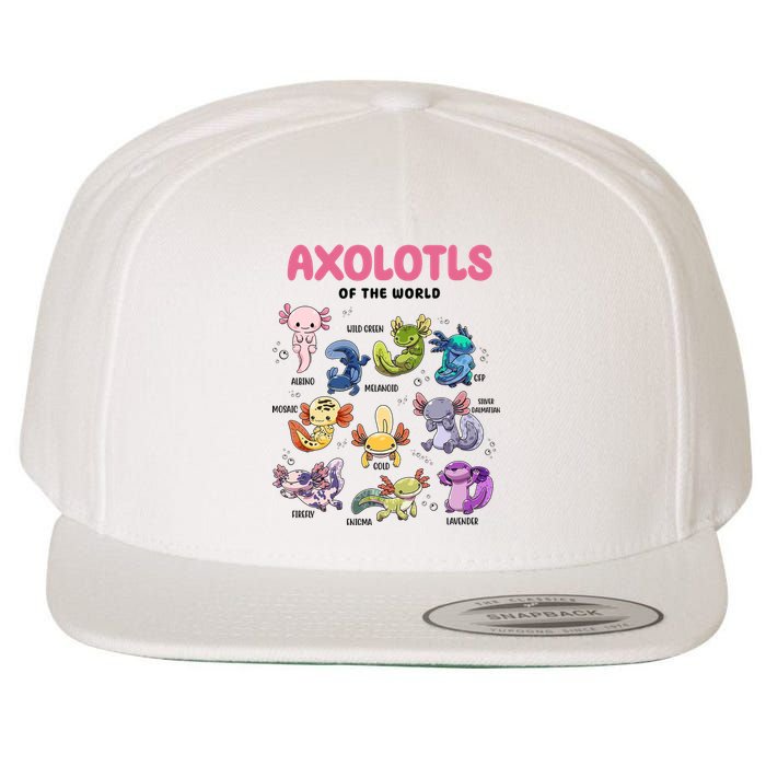 Axolotls Of The World Animals Kawaii Wool Snapback Cap