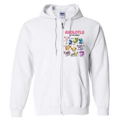 Axolotls Of The World Animals Kawaii Full Zip Hoodie