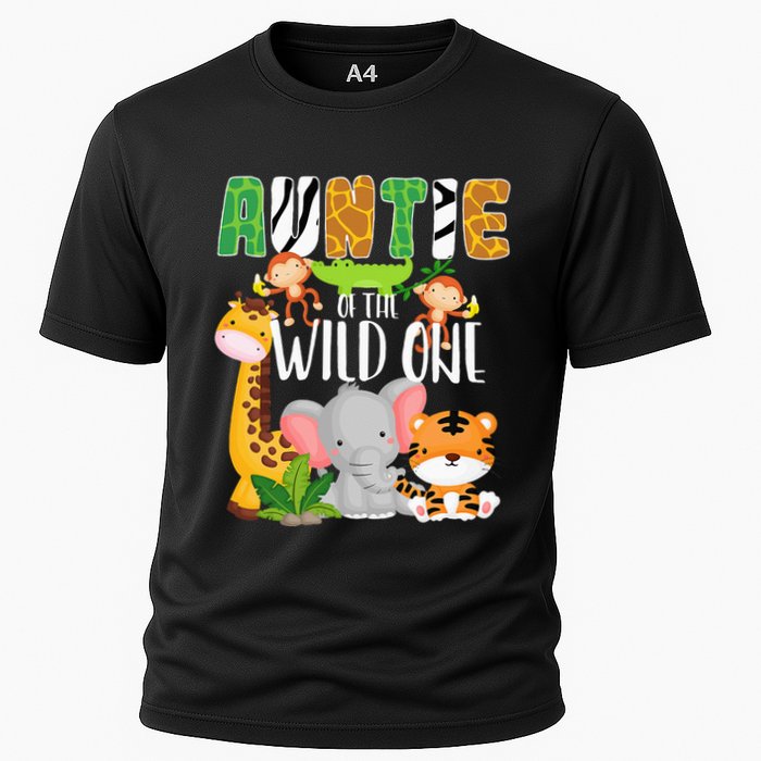 Auntie of the Wild One Zoo Theme Birthday Safari Animals Cooling Performance Crew T-Shirt